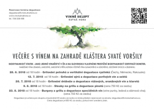 Letní tématické degustace s grilováním na zahradě kláštera sv. voršily